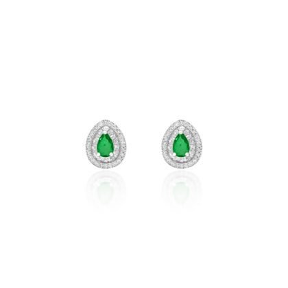 Brinco Gota Cravejado Verde Esmeralda